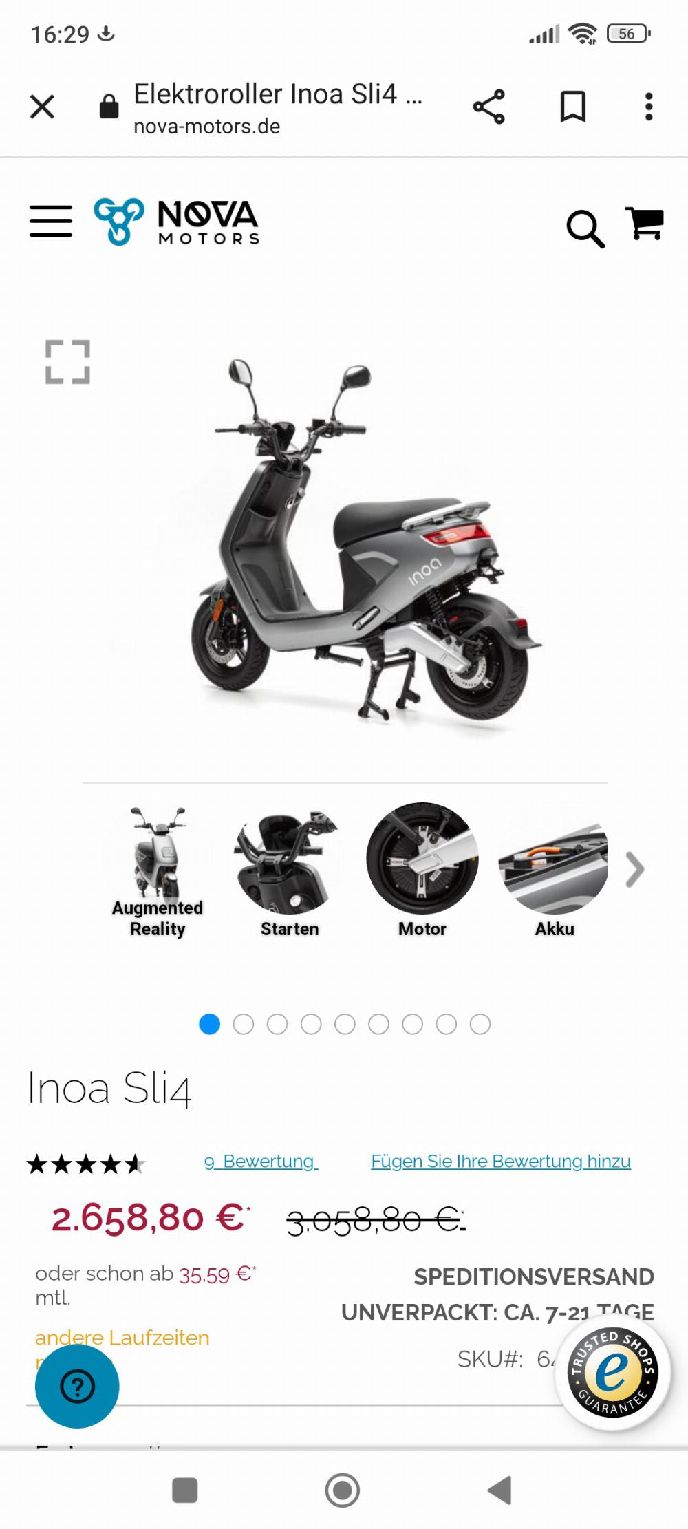 Motorrad verkaufen Andere Nova Motors Inoa Sli 4 Ankauf